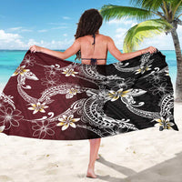 Polynesian Hawaiian Plumeria Tribal Pattern Sarong Special Wine Red Version