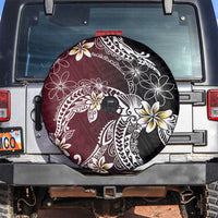 Polynesian Hawaiian Plumeria Tribal Pattern Spare Tire Cover Special Wine Red Version