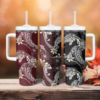 Polynesian Hawaiian Plumeria Tribal Pattern Tumbler With Handle Special Wine Red Version