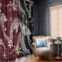 Polynesian Hawaiian Plumeria Tribal Pattern Window Curtain Special Wine Red Version