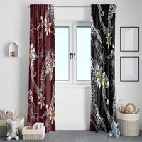 Polynesian Hawaiian Plumeria Tribal Pattern Window Curtain Special Wine Red Version