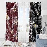 Polynesian Hawaiian Plumeria Tribal Pattern Window Curtain Special Wine Red Version