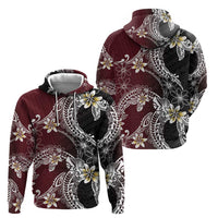 Polynesian Hawaiian Plumeria Tribal Pattern Zip Hoodie Special Wine Red Version