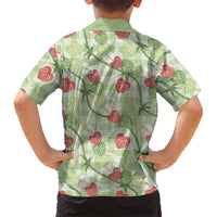 Anthurium Pikake Ti Leaf Palaka Family Matching Puletasi and Hawaiian Shirt Green Version