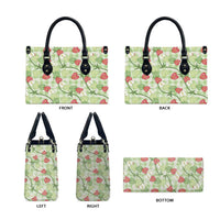 Anthurium Pikake Ti Leaf Palaka Leather Bag Green Version LT01 - Polynesian Pride