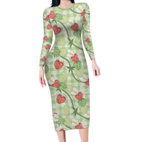 Anthurium Pikake Ti Leaf Palaka Long Sleeve Bodycon Dress Green Version