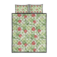 Anthurium Pikake Ti Leaf Palaka Quilt Bed Set Green Version