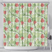 Anthurium Pikake Ti Leaf Palaka Shower Curtain Green Version LT01 - Polynesian Pride