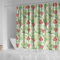 Anthurium Pikake Ti Leaf Palaka Shower Curtain Green Version LT01 - Polynesian Pride