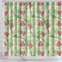 Anthurium Pikake Ti Leaf Palaka Shower Curtain Green Version LT01 - Polynesian Pride