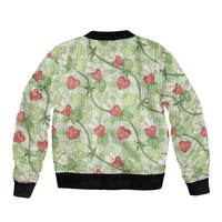 Anthurium Pikake Ti Leaf Palaka Sleeve Zip Bomber Jacket Green Version LT01 - Polynesian Pride