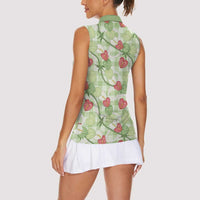 Anthurium Pikake Ti Leaf Palaka Women Sleeveless Polo Shirt Green Version LT01 - Polynesian Pride