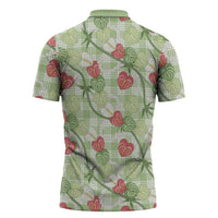 Anthurium Pikake Ti Leaf Palaka Zipper Polo Shirt Green Version