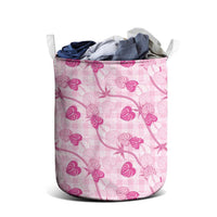 Anthurium Pikake Ti Leaf Palaka Laundry Basket Pink Version
