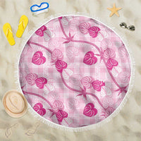 Anthurium Pikake Ti Leaf Palaka Beach Blanket Pink Version LT01 One Size 150cm Pink - Polynesian Pride