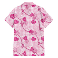 Anthurium Pikake Ti Leaf Palaka Family Matching Long Sleeve Bodycon Dress and Hawaiian Shirt Pink Version