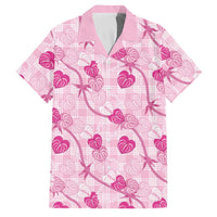 Anthurium Pikake Ti Leaf Palaka Family Matching Summer Maxi Dress and Hawaiian Shirt Pink Version