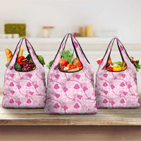 Anthurium Pikake Ti Leaf Palaka Grocery Bag Pink Version LT01 3-pack One Size Pink - Polynesian Pride