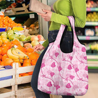 Anthurium Pikake Ti Leaf Palaka Grocery Bag Pink Version LT01 - Polynesian Pride