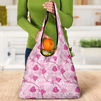 Anthurium Pikake Ti Leaf Palaka Grocery Bag Pink Version LT01 - Polynesian Pride