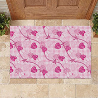 Anthurium Pikake Ti Leaf Palaka Rubber Doormat Pink Version LT01 Pink - Polynesian Pride