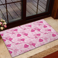 Anthurium Pikake Ti Leaf Palaka Rubber Doormat Pink Version LT01 - Polynesian Pride