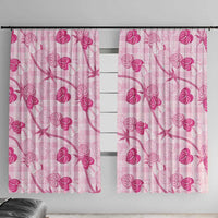 Anthurium Pikake Ti Leaf Palaka Window Curtain Pink Version LT01 With Hooks Pink - Polynesian Pride