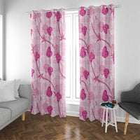 Anthurium Pikake Ti Leaf Palaka Window Curtain Pink Version LT01 With Grommets Pink - Polynesian Pride