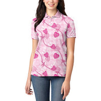 Anthurium Pikake Ti Leaf Palaka Women Polo Shirt Pink Version