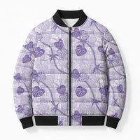 Anthurium Pikake Ti Leaf Palaka Bomber Puffer Jacket Purple Version