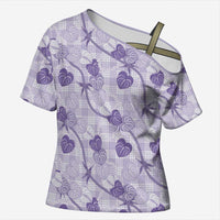 Anthurium Pikake Ti Leaf Palaka Cross Shoulder Shirt Purple Version