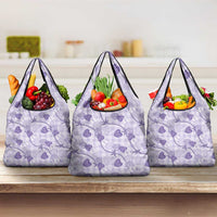 Anthurium Pikake Ti Leaf Palaka Grocery Bag Purple Version LT01 3-pack One Size Purple - Polynesian Pride