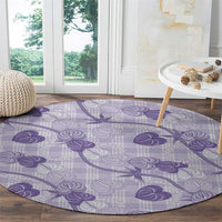 Anthurium Pikake Ti Leaf Palaka Round Carpet Purple Version LT01 - Polynesian Pride