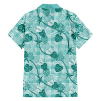 Anthurium Pikake Ti Leaf Palaka Family Matching Mermaid Dress and Hawaiian Shirt Turquoise Version