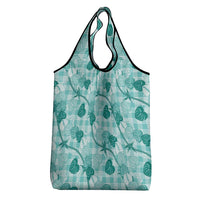 Anthurium Pikake Ti Leaf Palaka Grocery Bag Turquoise Version LT01 - Polynesian Pride