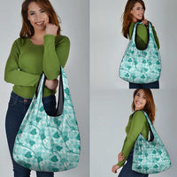Anthurium Pikake Ti Leaf Palaka Grocery Bag Turquoise Version LT01 - Polynesian Pride