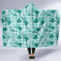 Anthurium Pikake Ti Leaf Palaka Hooded Blanket Turquoise Version LT01 One Size Turquoise - Polynesian Pride