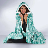 Anthurium Pikake Ti Leaf Palaka Hooded Blanket Turquoise Version LT01 - Polynesian Pride