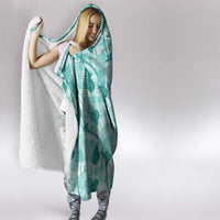 Anthurium Pikake Ti Leaf Palaka Hooded Blanket Turquoise Version LT01 - Polynesian Pride