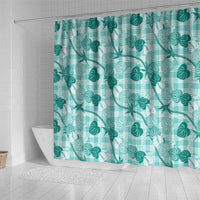 Anthurium Pikake Ti Leaf Palaka Shower Curtain Turquoise Version