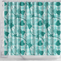 Anthurium Pikake Ti Leaf Palaka Shower Curtain Turquoise Version