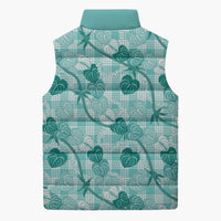 Anthurium Pikake Ti Leaf Palaka Sleeveless Puffer Jacket Turquoise Version