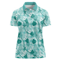 Anthurium Pikake Ti Leaf Palaka Women Polo Shirt Turquoise Version