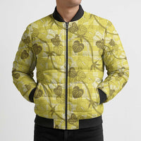 Anthurium Pikake Ti Leaf Palaka Bomber Puffer Jacket Yellow Version