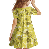 Anthurium Pikake Ti Leaf Palaka Family Matching Off Shoulder Maxi Dress and Hawaiian Shirt Yellow Version