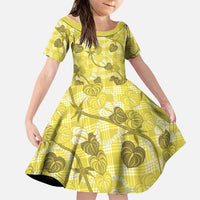 Anthurium Pikake Ti Leaf Palaka Family Matching Puletasi and Hawaiian Shirt Yellow Version