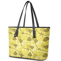 Anthurium Pikake Ti Leaf Palaka Leather Tote Bag Yellow Version