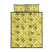 Anthurium Pikake Ti Leaf Palaka Quilt Bed Set Yellow Version