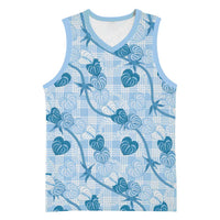 Anthurium Pikake Ti Leaf Palaka Basketball Jersey Blue Version