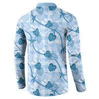 Anthurium Pikake Ti Leaf Palaka Button Sweatshirt Blue Version